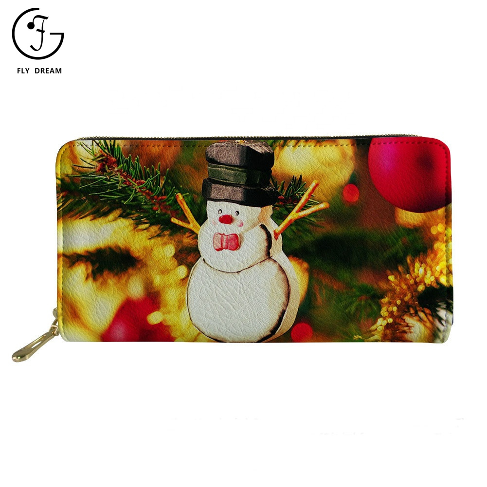 JDS Christmas theme print zip zround wallet